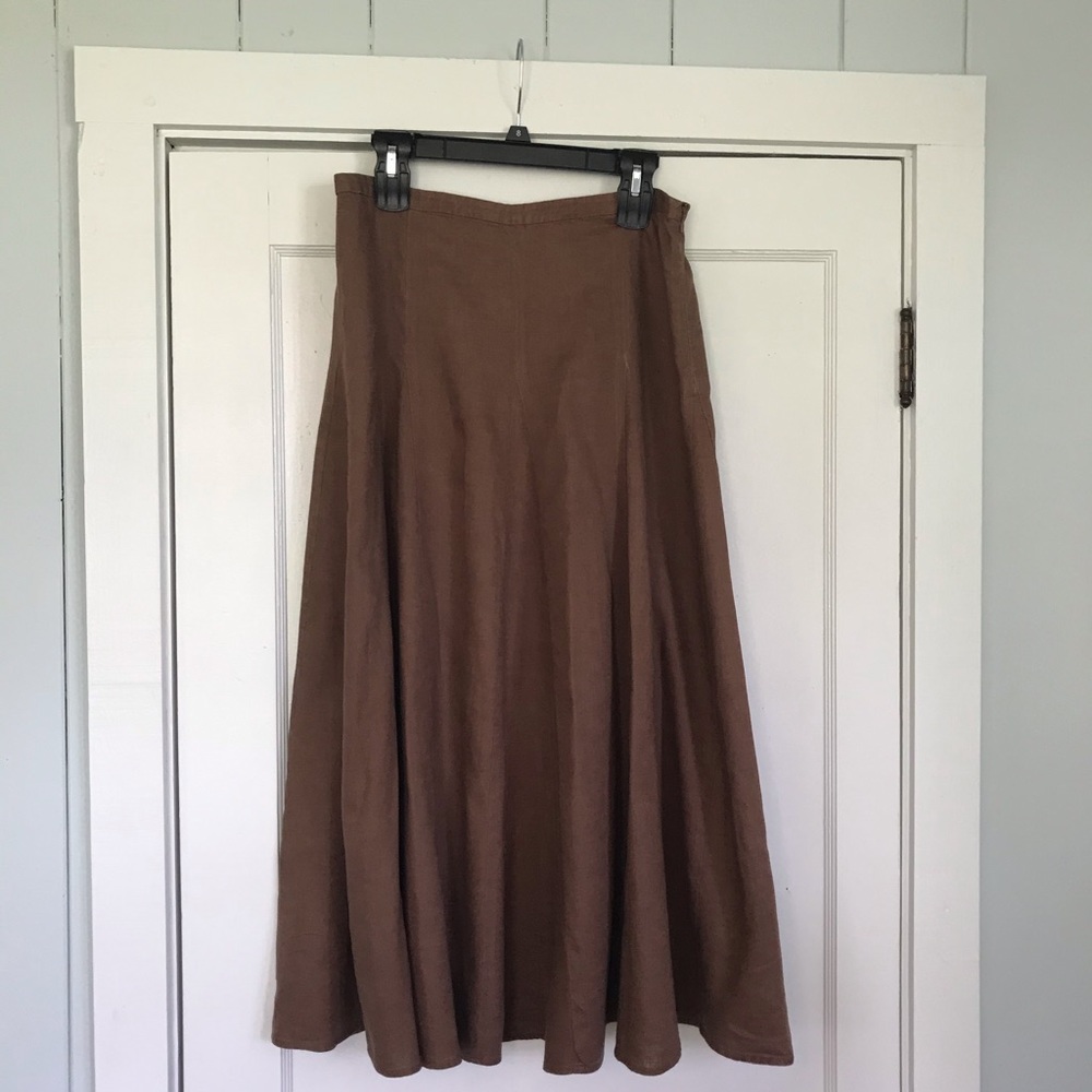 INC Soft Brown Linen Flared Skirt